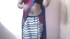 Desi Girl Anushka bhabhi slow saree strip